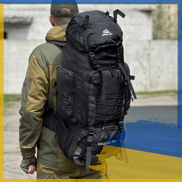 Рюкзак туристичний на 90 л. Tactic військовий рюкзак без каркасу колір Чорний Tur90-black - зображення 1