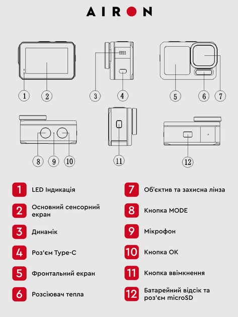 Экшн-камера AIRON ProCam X Power Pack: с дополнительным аккумулятором (4822356754480) - изображение 4