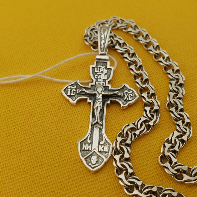 Комплект мужская серебряная цепочка с крестиком Харьков Цепь черненая ...