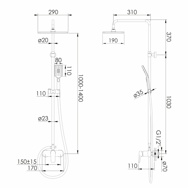 Душевая система хром Imprese Modus f03008201SS - изображение 2