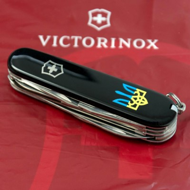 Ніж Victorinox Huntsman Ukraine Black "Тризуб Жовто-Блакитний" (1.3713.3_T0016u) - изображение 2