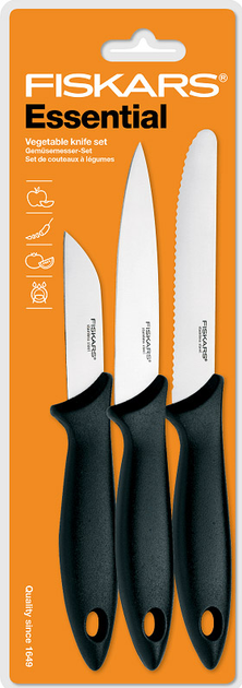 Zestaw noży do czyszczenia Fiskars Essential 3 szt (1023785) - obraz 1