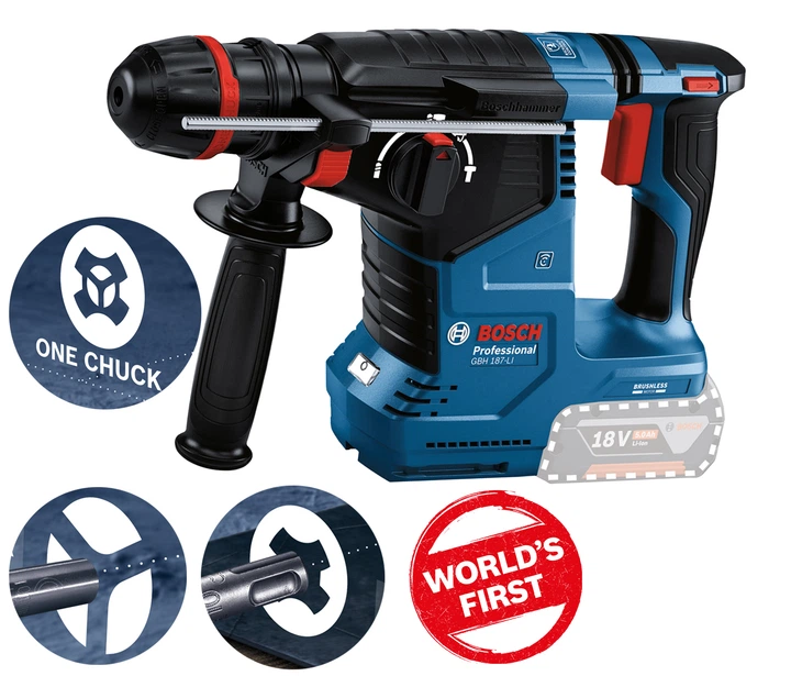 Перфоратор акумуляторний Bosch Professional GBH 187-LI (ONECHUCK)(0611923120) - зображення 6