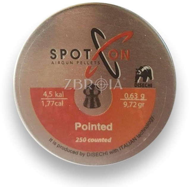 Кулі пневматичні Spoton Pointed 4.5 мм 0.63 г 250 шт (Z24.2.16.003) - зображення 1