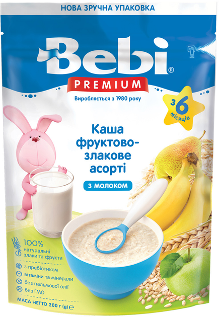 Каша молочная Bebi Фруктово-злаковая ассорти с 6 месяцев 200 г (8606019654313) 