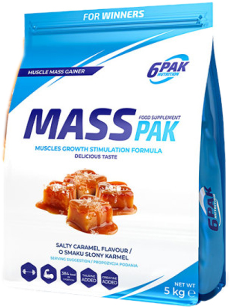 Gainer 6PAK Nutrition Mass Pak 5000 g Salty Caramel (5902811813600) - obraz 1