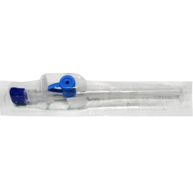 Канюля внутрішньовенна з ін`єкційним клапаном Medicare 22 G (тип Венфлон,сині) 50 шт - зображення 1