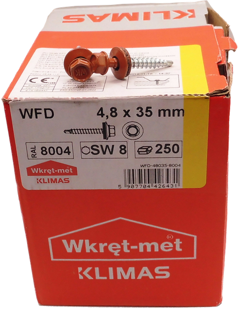 Саморез 4,8х35 для кровли WFD RAL8004 "Wkret-Met" 250 шт (010202) - изображение 4