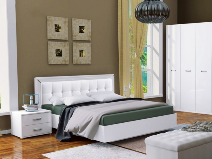 Кровать двуспальная Белла 180х200 см MiroMark BL-39-WB Белый глянец ...