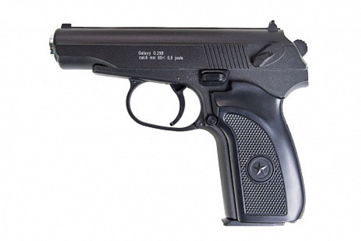 Пистолет металлический черный игровой стреляет пульками 6 мм - изображение 1