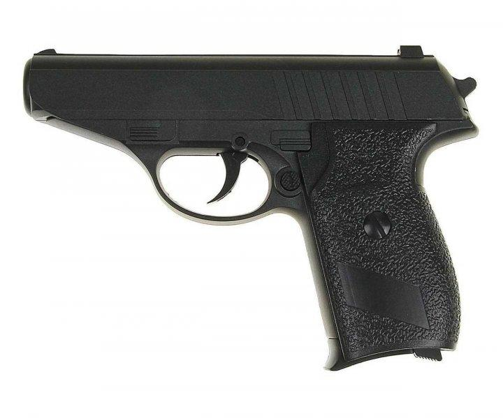 Пистолет металлический на пульках 6 мм игровой черный игровой - изображение 1