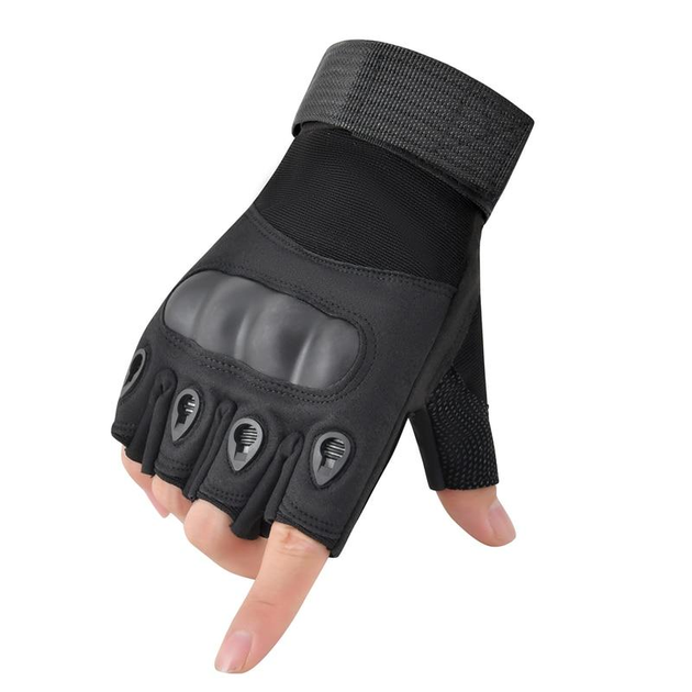 Защитные перчатки без пальцев с усилением на костяшках воздухопроницаемые прочные регулируемые манжеты на липучке туристические черные XL (Kali) - изображение 1
