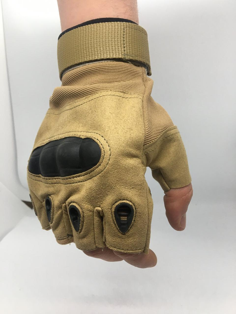 Штурмові рукавички без пальців Combat похідні захисні армійські Пісочний L (Kali) - зображення 2