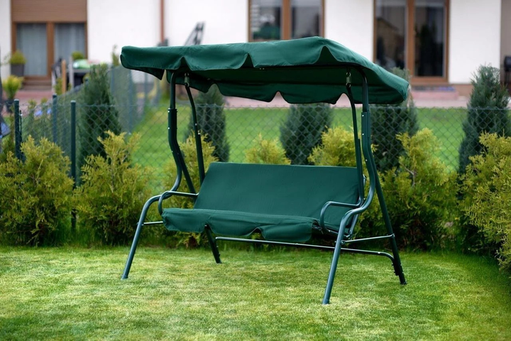 Садовые Качели до 200 кг Трехместные с Навесом Тентом Bonro Relax Green Зеленая Садовая Качеля для 3 Человек с Козырьком - изображение 3