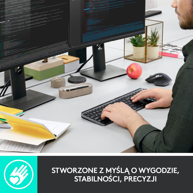 Klawiatura bezprzewodowa Logitech MX Keys Advanced Wireless Illuminated Graphite (920-009415) - obraz 3