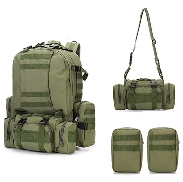 Тактичний рюкзак Raptor з підсумками військовий олива 50 л - зображення 2