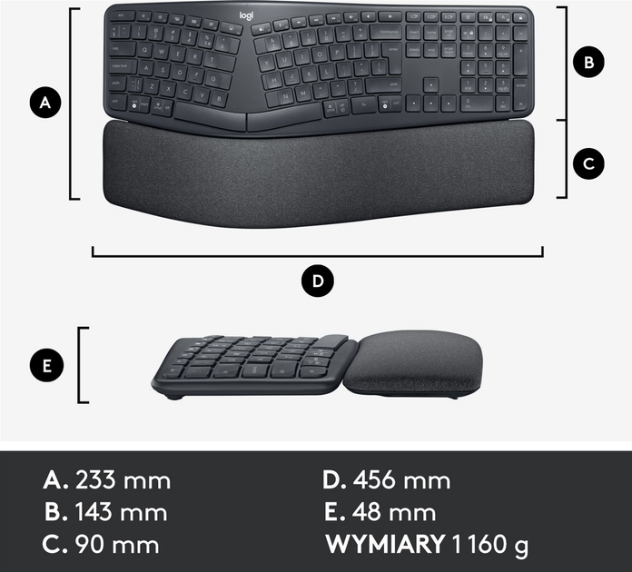 Клавіатура бездротова Logitech ERGO K860 Bluetooth/Wireless Black (920-010108) - зображення 8