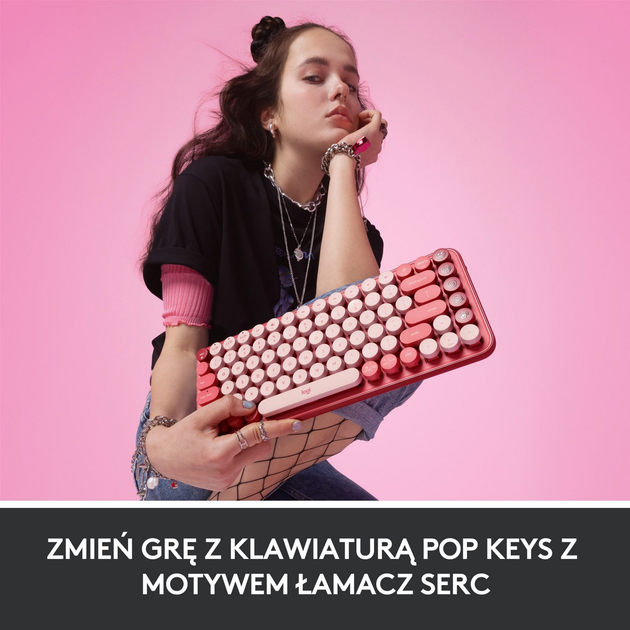 Klawiatura bezprzewodowa Logitech POP Keys Bezprzewodowa klawiatura mechaniczna Heartbreaker Rose (920-010737) - obraz 2