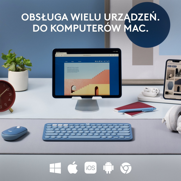 Klawiatura bezprzewodowa Logitech K380 for Mac Multi-Device Bluetooth Keyboard Blueberry (920-011180) - obraz 4