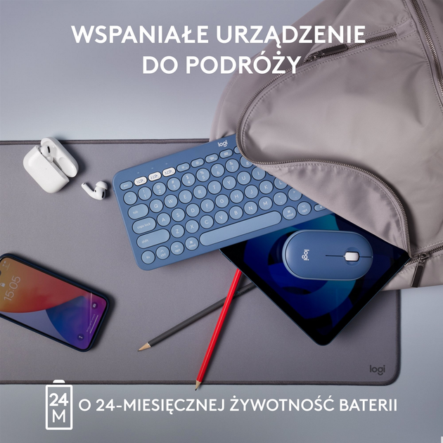 Klawiatura bezprzewodowa Logitech K380 for Mac Multi-Device Bluetooth Keyboard Blueberry (920-011180) - obraz 5
