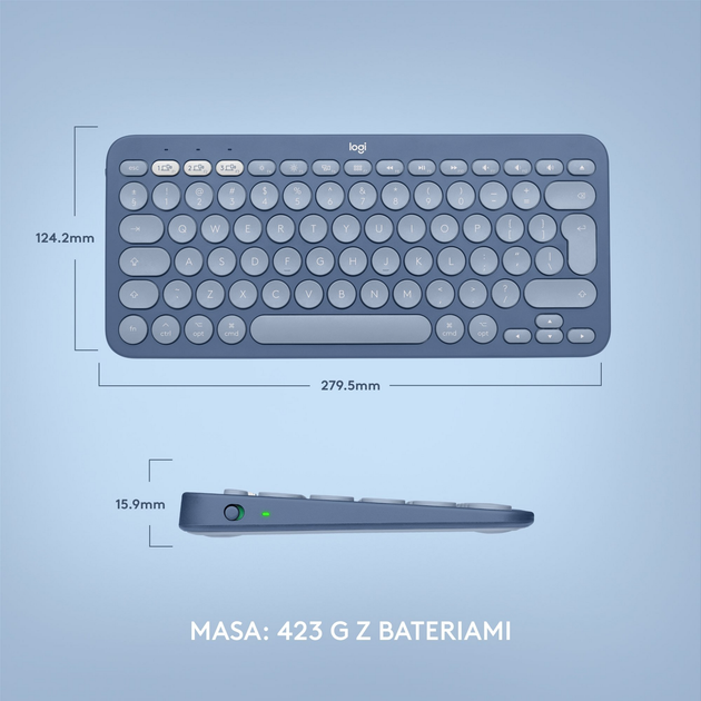 Klawiatura bezprzewodowa Logitech K380 for Mac Multi-Device Bluetooth Keyboard Blueberry (920-011180) - obraz 8