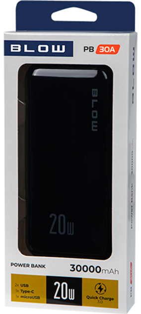Powerbank Blow PB30A 30000 mAh Black (81-136#) - obraz 3