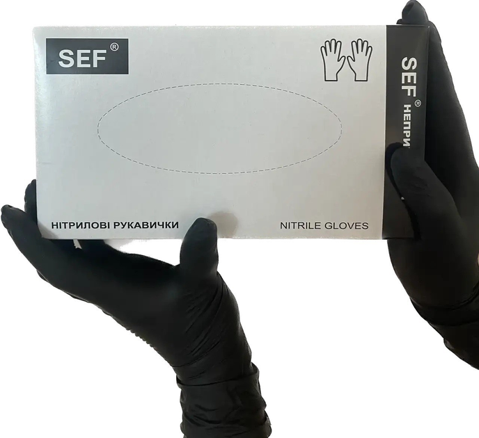 Перчатки SЕF нитриловые н/стерильные неприпудренные L 1/50пар ЧЕРНЫЕ - изображение 1