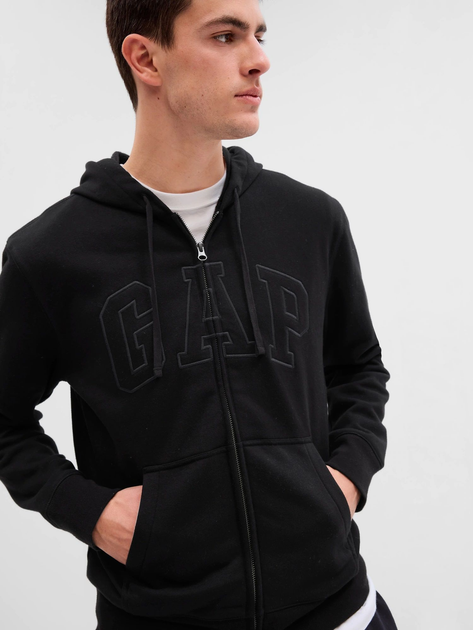 Bluza męska rozpinana streetwear z kapturem GAP 499917-06 M Czarna (1200046477654) - obraz 1