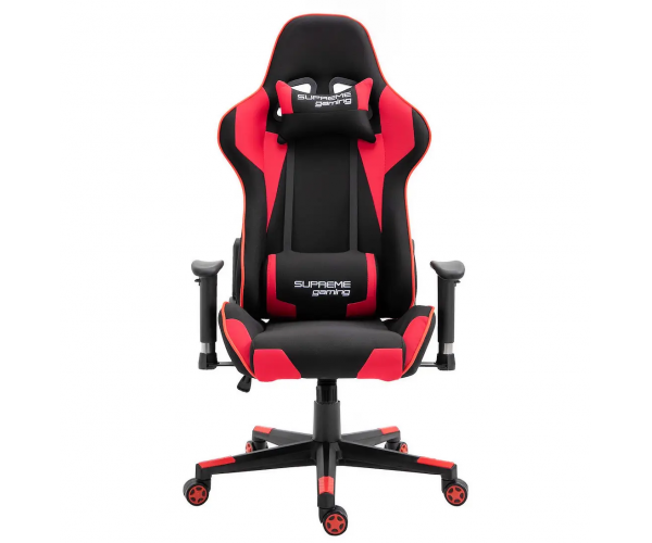 Ігрове комп'ютерне крісло для геймерів та роботи Supreme Gaming чорний та червоний - зображення 2
