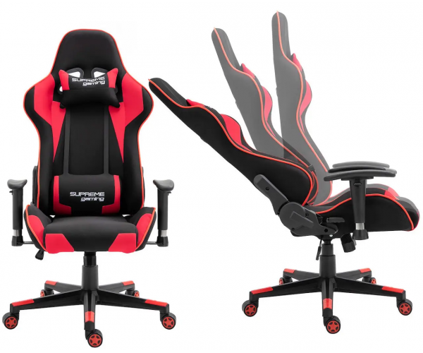 Ігрове комп'ютерне крісло для геймерів та роботи Supreme Gaming чорний та червоний - зображення 9