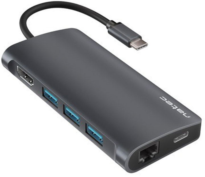 Hub USB-C NATEC Fowler 2 USB Type-C na 3xUSB3.0+HDMI+RJ45+Port SD+PD (NMP-1773) - obraz 1