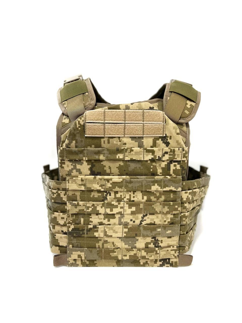 Військова тактична Плитоноска для плит 300х250мм та бічним камербандом для кевлару, CORDURA 500D, колір Піксель ЗСУ - изображение 2