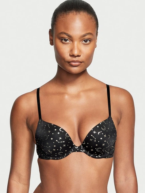 Бюстгальтер с пуш-ап черного цвета с принтом VICTORIA'S SECRET Sexy Tee р. 80С/36С арт. 30500 - Фото 1 Бюстгальтер с пуш-ап черного цвета с принтом VICTORIA'S SECRET Sexy Tee р. 80С/36С арт. 30500 - изображение 1