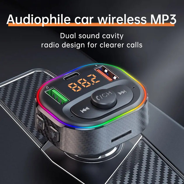 Автомобильный FM ФМ модулятор Terra T86S, Bluetooth 5.1, трансмиттер, вольтметр, USB зарядка QC 3.0 - Фото 2 Автомобильный FM ФМ модулятор Terra T86S, Bluetooth 5.1, трансмиттер, вольтметр, USB зарядка QC 3.0 - изображение 2