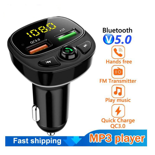 Автомобильный FM ФМ модулятор Terra HY-87, Bluetooth 5.0, трансмиттер, вольтметр, USB зарядка QC 3.0 - изображение 2