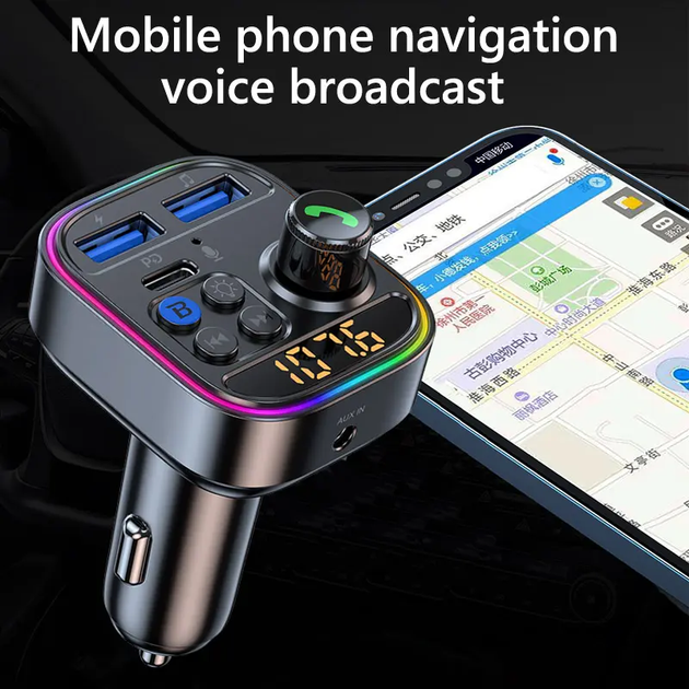 Автомобильный FM ФМ модулятор Terra T18, Bluetooth 5.3, трансмиттер, вольтметр, USB зарядка PD 30W - изображение 6