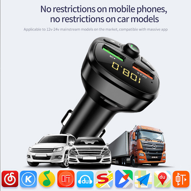 Автомобильный FM ФМ модулятор Terra HY-87, Bluetooth 5.0, трансмиттер, вольтметр, USB зарядка QC 3.0 - изображение 10