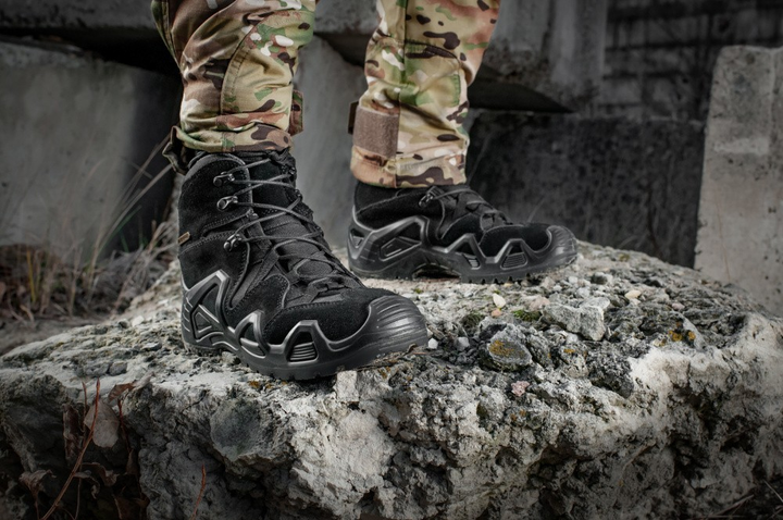 Водонепроницаемые ботинки (берцы) 46 размер (29,5 см) тактические (военные) треккинговые демисезонные Alligator Black (Черные) M-tac для ВСУ - изображение 2