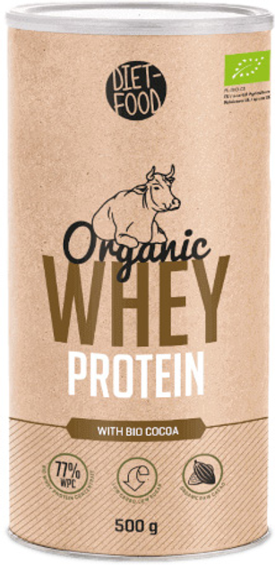 Bio Białko Serwatkowe z Kakao Diet-Food Organic Whey Protein With Bio Cocoa 500 g Jar (5901549275674) - obraz 1