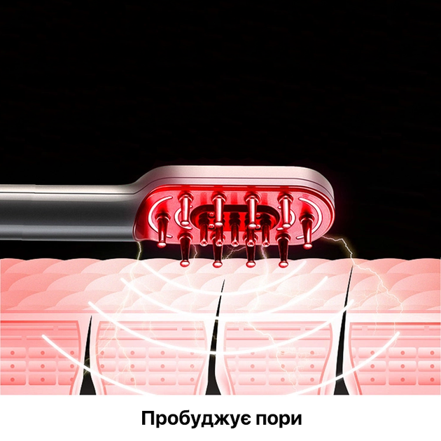 Лазерная массажная расческа от выпадения волос Power Grow Brush K-SKIN Серый (0196) - изображение 9