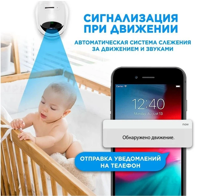 Беспроводная WiFi радионяня/видеоняня YCC365 UKC камера видеонаблюдения с датчиком движения, ночным видением microSD Белая UKC (ART:4849 v.2) - изображение 5