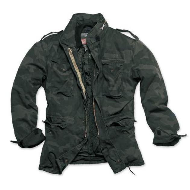 Куртка со съемной подкладкой Surplus Regiment M65 Jacket Surplus Raw Vintage Washed black camo 2XL (Черный Камуфляж) Тактическая - изображение 1