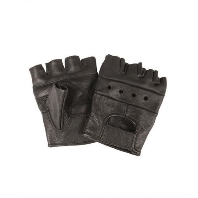 Кожаные рукавички без пальцев Sturm Mil-Tec Black M (Черный) Тактический - изображение 1