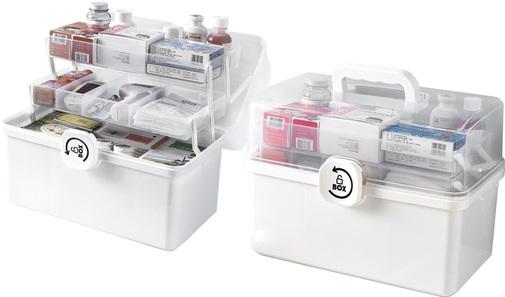 Аптечка-органайзер для лекарств MVM PC-16 размер M пластиковая Белая (PC-16 M WHITE)+Аптечка-органайзер для лекарств MVM PC-16 размер S пластиковая Белая (PC-16 S WHITE) - изображение 1