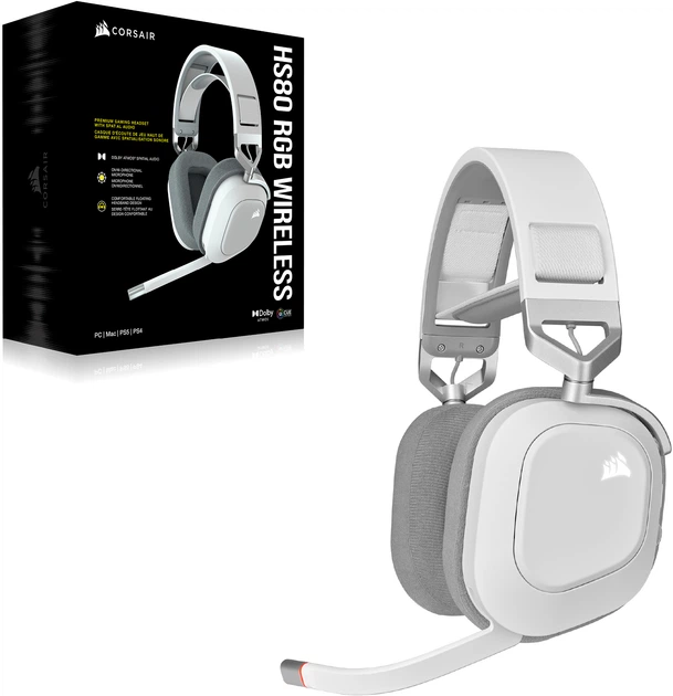 Наушники Corsair HS80 RGB Wireless Premium Gaming Headset White