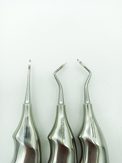 Набір елеваторів люксаторів для видалення зубів прямий + зігнуті 3шт - зображення 2