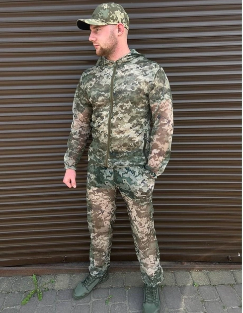 Маскировочный костюм сетка пиксель, Маскировочный летний костюм, Тактический маскировочный военный комплект 52р. - изображение 1