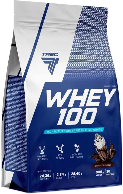 Białko Trec Nuthrition Whey 100 900 g Chocolate (5901828348624) - obraz 1