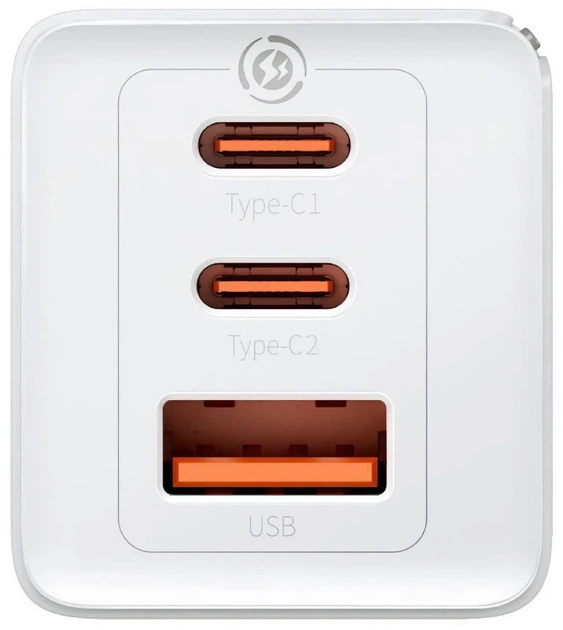 Ładowarka sieciowa Baseus GaN5 Pro 65W 2 x Type-C + USB + Cable Type-C to Type-C 100W Biały (CCGP120202) - obraz 5