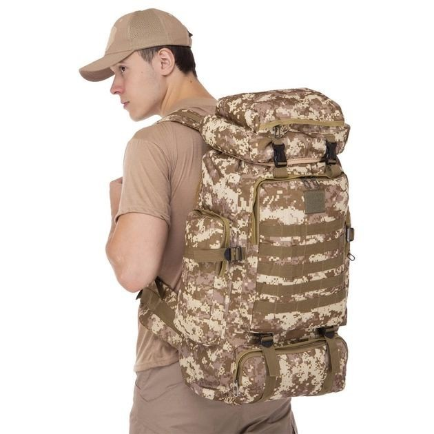 Рюкзак тактический 80 литров ВСУ водостойкий , военный рюкзак Oxford 600D Пиксель - изображение 2